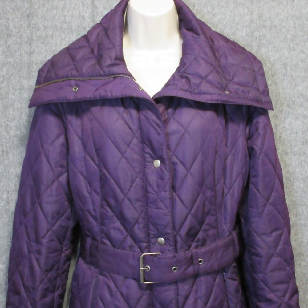 Pendleton Quilted Puffer Jacket Purple Belted Med… - image 2